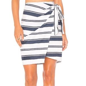 Faithfull the Brand Blue and White Striped Wrap Skirt